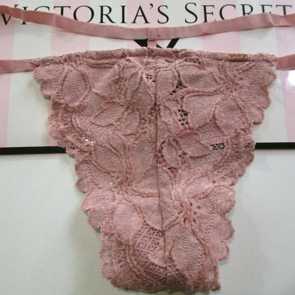 VICTORIA'S SECRET PINK Chenille Lace V-String Thong Panty S M L XL 2XL